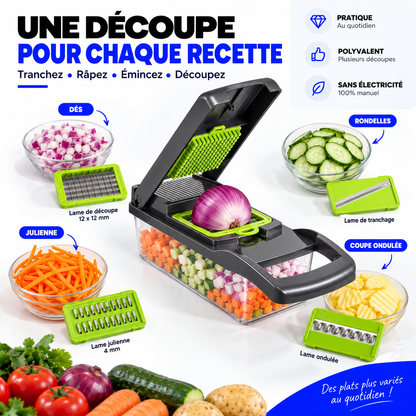 Coupe-Légumes Multifonction™ – Tranche, Râpe & Découpe en Quelques Gestes