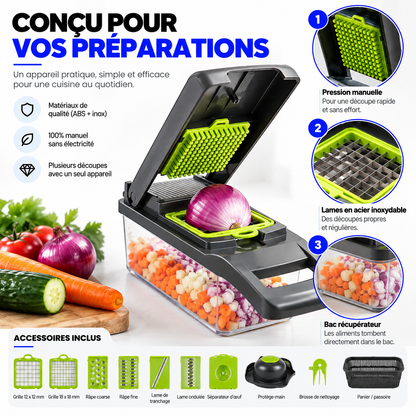 Coupe-Légumes Multifonction™ – Tranche, Râpe & Découpe en Quelques Gestes